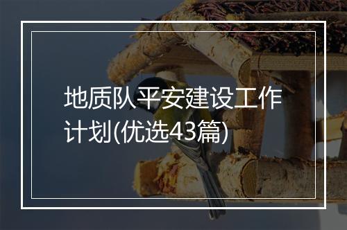 地质队平安建设工作计划(优选43篇)
