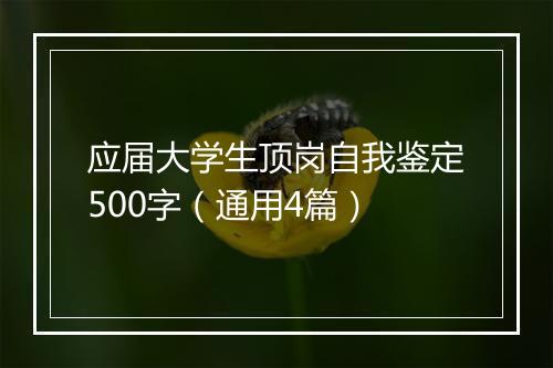 应届大学生顶岗自我鉴定500字（通用4篇）