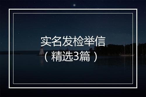 实名发检举信（精选3篇）