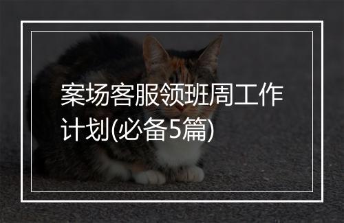 案场客服领班周工作计划(必备5篇)