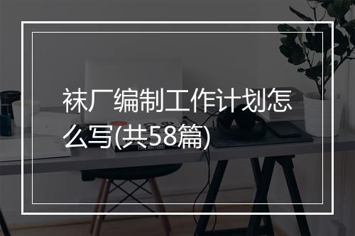 袜厂编制工作计划怎么写(共58篇)