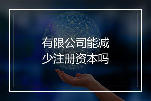 有限公司能减少注册资本吗
