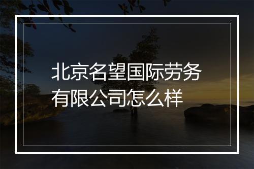 北京名望国际劳务有限公司怎么样