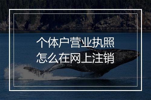 个体户营业执照怎么在网上注销