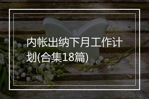 内帐出纳下月工作计划(合集18篇)