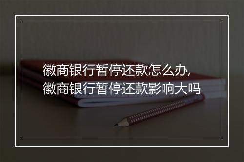 徽商银行暂停还款怎么办,徽商银行暂停还款影响大吗