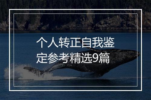 个人转正自我鉴定参考精选9篇