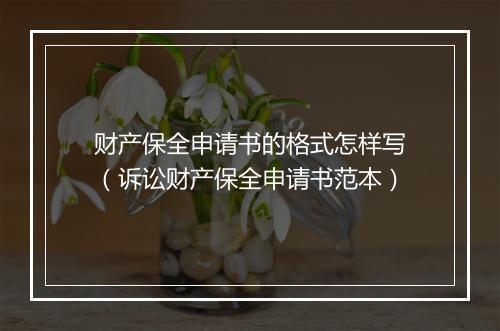 财产保全申请书的格式怎样写（诉讼财产保全申请书范本）
