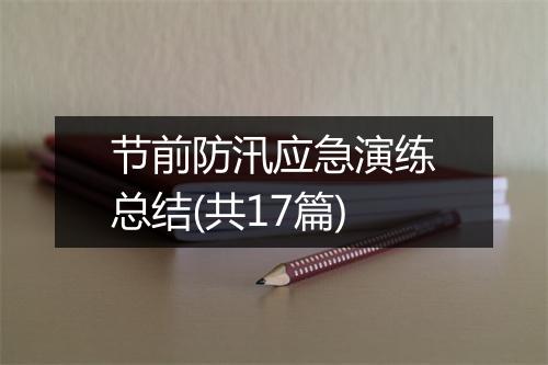 节前防汛应急演练总结(共17篇)