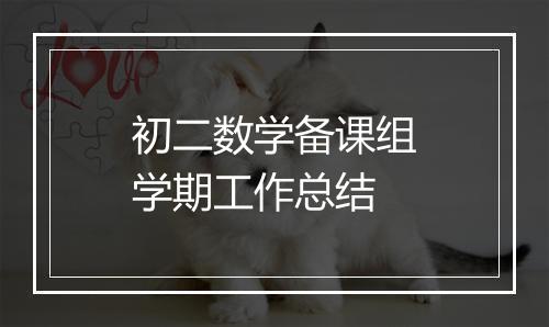 初二数学备课组学期工作总结