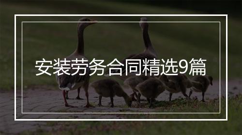 安装劳务合同精选9篇