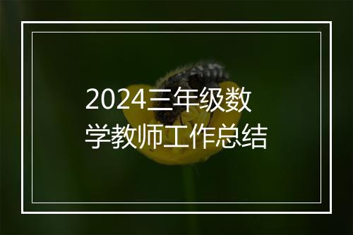 2024三年级数学教师工作总结