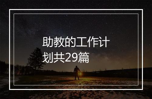 助教的工作计划共29篇