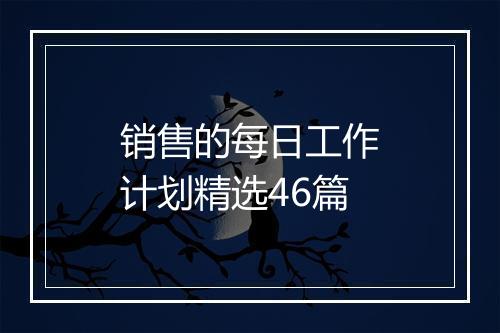 销售的每日工作计划精选46篇