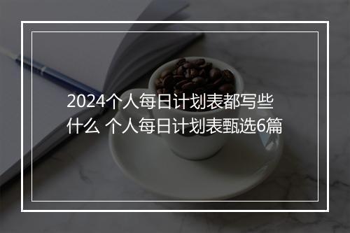 2024个人每日计划表都写些什么 个人每日计划表甄选6篇