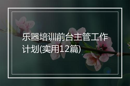 乐器培训前台主管工作计划(实用12篇)