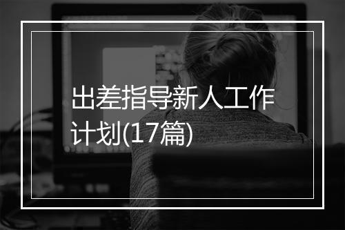 出差指导新人工作计划(17篇)