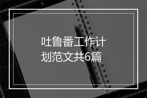 吐鲁番工作计划范文共6篇