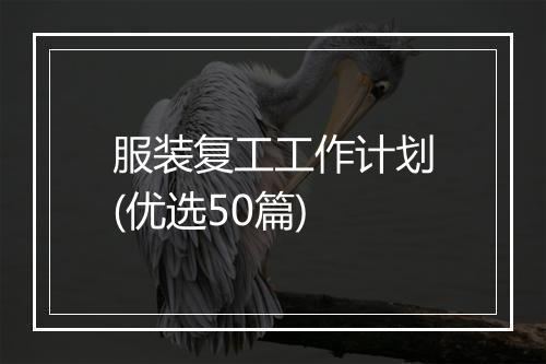 服装复工工作计划(优选50篇)