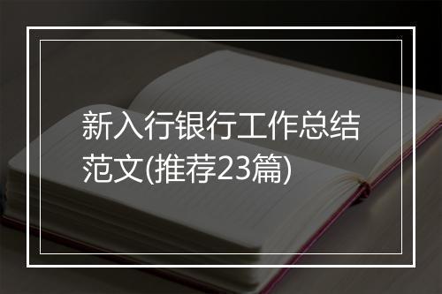 新入行银行工作总结范文(推荐23篇)