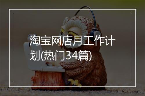 淘宝网店月工作计划(热门34篇)