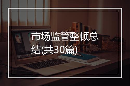市场监管整顿总结(共30篇)