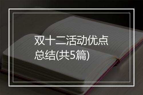 双十二活动优点总结(共5篇)