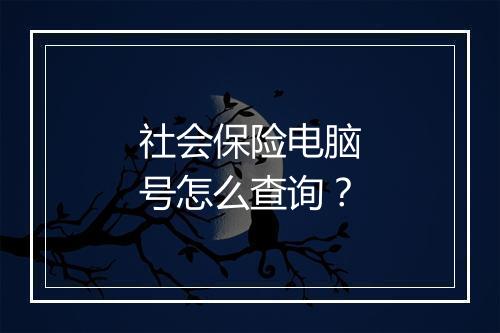 社会保险电脑号怎么查询？