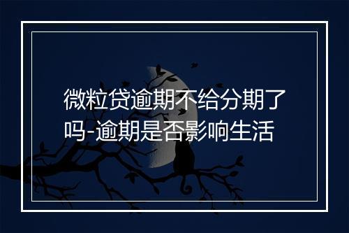 微粒贷逾期不给分期了吗-逾期是否影响生活