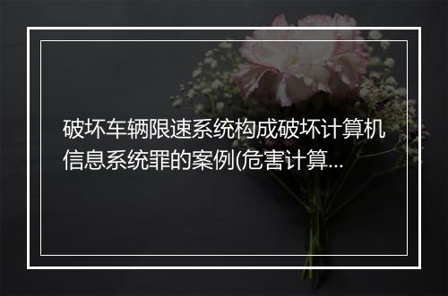 破坏车辆限速系统构成破坏计算机信息系统罪的案例(危害计算机信息安全罪)