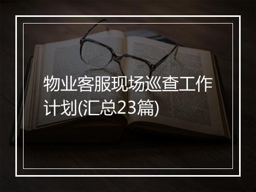 物业客服现场巡查工作计划(汇总23篇)
