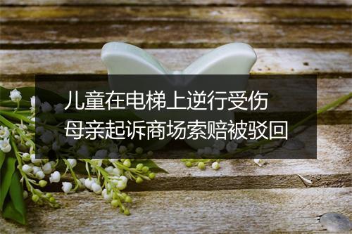 儿童在电梯上逆行受伤 母亲起诉商场索赔被驳回