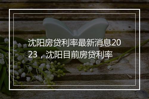 沈阳房贷利率最新消息2023，沈阳目前房贷利率