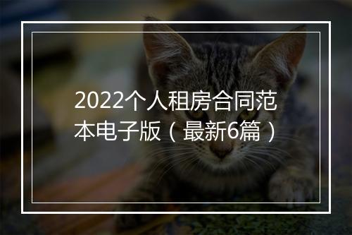 2022个人租房合同范本电子版（最新6篇）