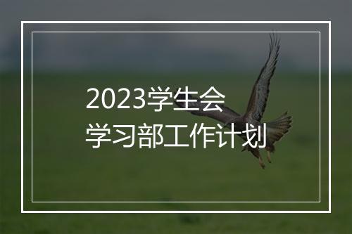 2023学生会学习部工作计划