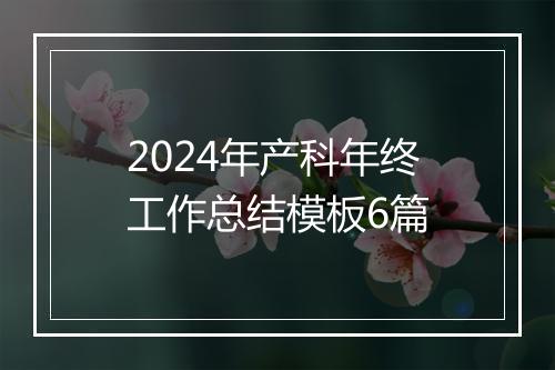 2024年产科年终工作总结模板6篇