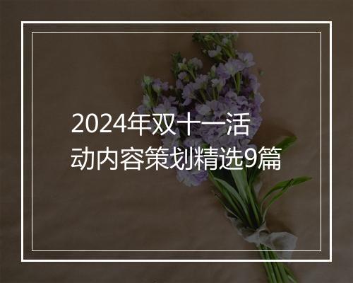 2024年双十一活动内容策划精选9篇