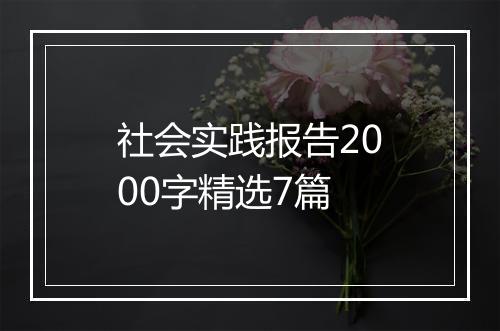 社会实践报告2000字精选7篇