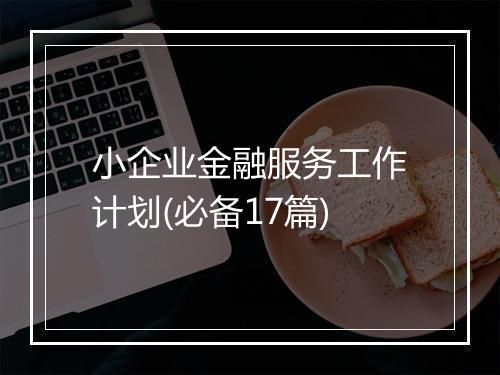 小企业金融服务工作计划(必备17篇)