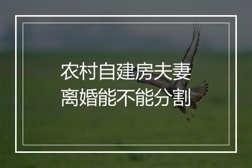 农村自建房夫妻离婚能不能分割