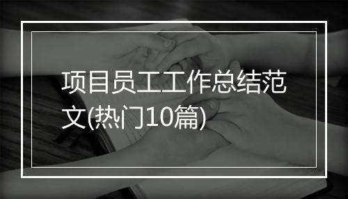 项目员工工作总结范文(热门10篇)
