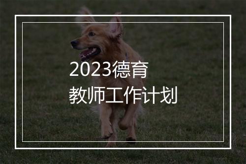 2023德育教师工作计划
