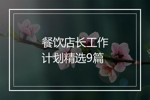 餐饮店长工作计划精选9篇