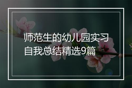 师范生的幼儿园实习自我总结精选9篇