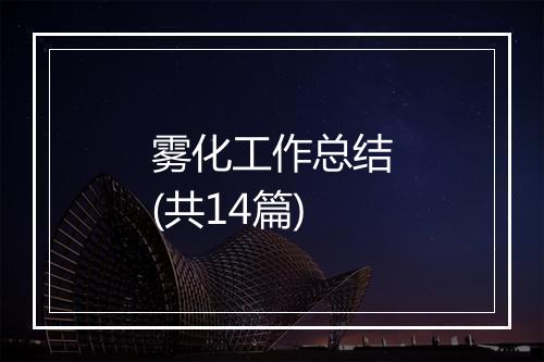 雾化工作总结(共14篇)