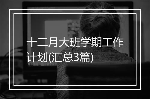 十二月大班学期工作计划(汇总3篇)