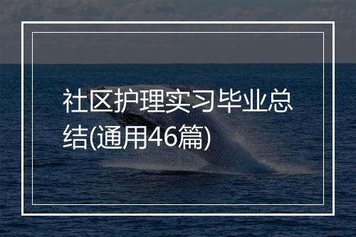 社区护理实习毕业总结(通用46篇)
