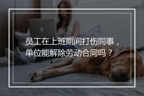 员工在上班期间打伤同事，单位能解除劳动合同吗？
