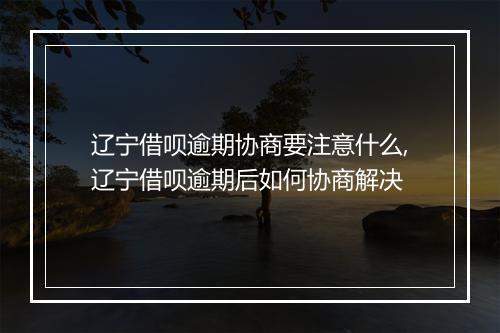 辽宁借呗逾期协商要注意什么,辽宁借呗逾期后如何协商解决