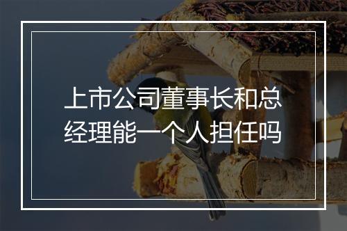 上市公司董事长和总经理能一个人担任吗